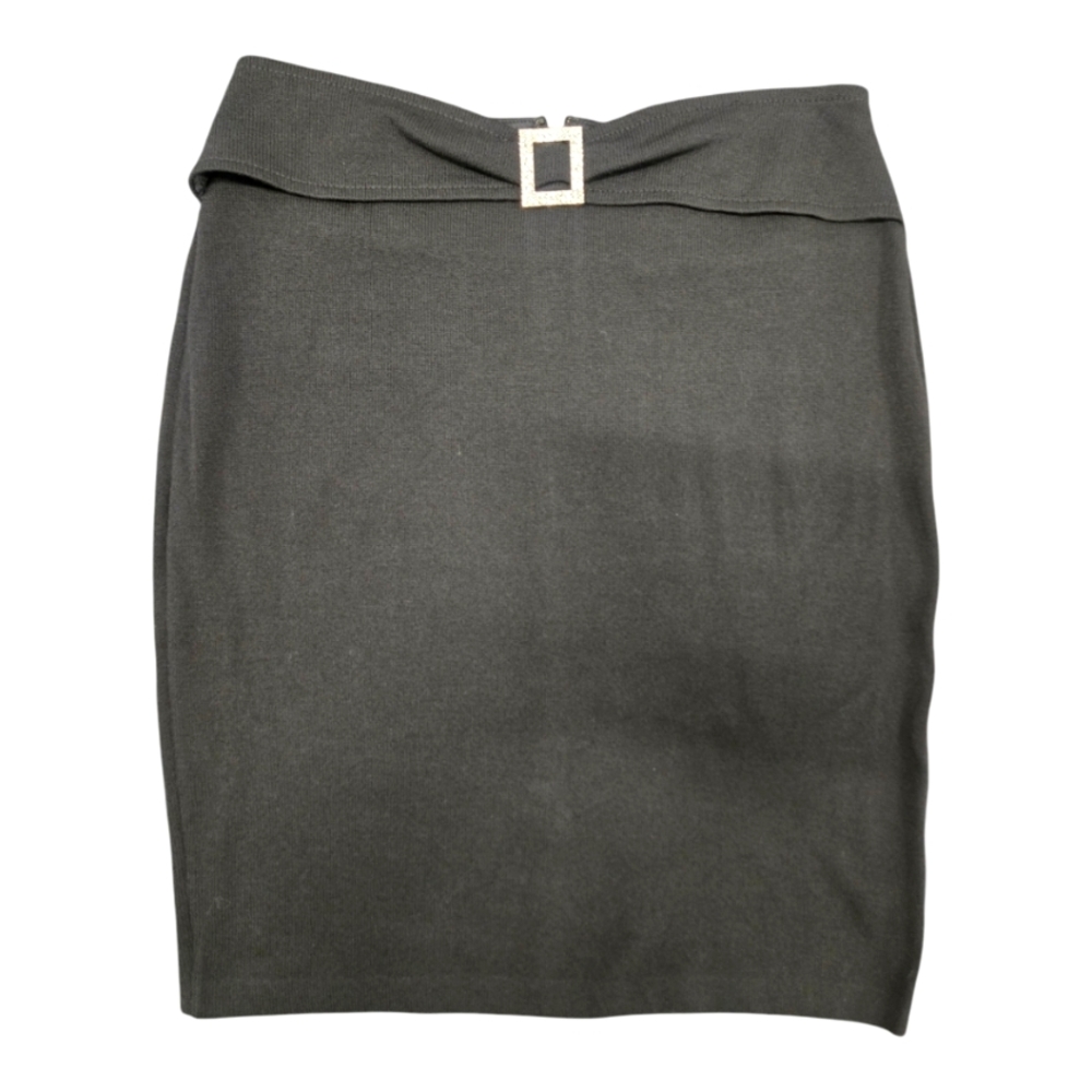 NWT‎ ST. John Caviar Knit Skirt Rhinestone Buckle Black SZ 12